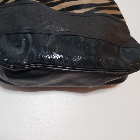 Cecconi Italian Leather Hobo Bag Mixed Print Tiger Gator Snake Y2K - Picture 3 of 7